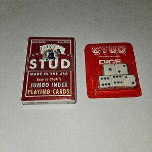STUD Playing Cards (open box) + Set of 5 Dice (SEALED)